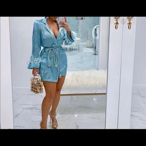 Baby Blue Tie Wrap Dress